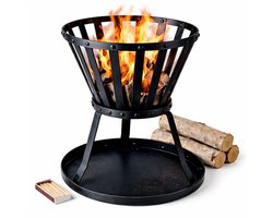 Cheqo® Vuurkorf - Vuurkorf Buiten - Vuurkorf Tuin - Vuurkorf Terras - Ronde Vuurkorf - Vuurkorf Op Poten - Vuurkorf Zwart