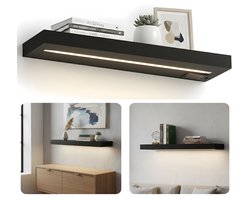 Cheqo® Wandplank Met LED Verlichting - Wandplank Met Verlichting - Wandplank Met Licht - Wandplank Zwart Met LED Verlichting - Wandplank Zwart