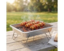 Cheqo® Wegwerpbarbecue - Instant Barbecue met Houtskool - Wegwerp BBQ Gebruiksklaar voor Eenmalig Gebruik - Kant-en-Klaar Grillen voor Camping en Picknick - Strand - Festival en Tuin - Buiten Barbecue - Instant Grill - BBQ