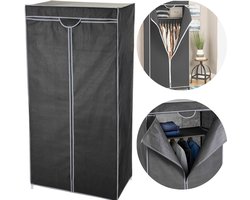 Cheqo® XL Garderobekast - Kledingkast met Metalen Frame - Kleding Opbergkast - Opvouwbare Kast - Met Legplanken en Ophangstang - 75x45x160cm