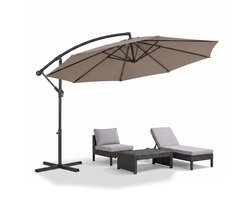 Cheqo® Zweefparasol - Zweef Parasol Kantelbaar - 360 Graden Draaibaar - Stalen Frame - Hangparasol met Voet - Inclusief Beschermhoes - Terrasparasol voor Tuin, Terras en Balkon - Tuinparasol - Zonneparasol
