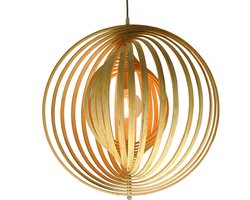 Chericoni Ring Hanglamp - 1 lichts - Ø60 cm - E27 - Natuur hout - Hanglamp met Vertstelbare Ringen