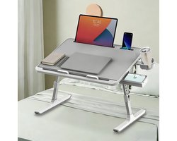 Cherrys Finds - Laptoptafel - Laptop tafel - Bedtafel - Laptoptafels - Inklapbaar - Verstelbaar Van Hoogte - Multifunctioneel - Draagbaar - Universeel - Grijs