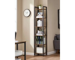 Cherrys Finds - Schoenenrek - Schoenenrek 10 Compartimenten - Vitrinekast - Buffetkast - Opbergruimte voor Schoenen en Accessoires - Veilig & Stabiel - Stalen Frame - Vinta-Bruin & Zwart
