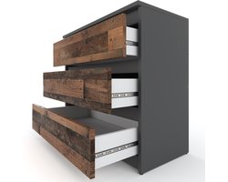 Chest of Drawers Gray Vintage 80CM TV Cabinet Furniture for Living Room Bedroom