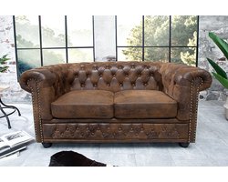 Chesterfield 2-zits bank 150 cm antiek bruin met knoopsluiting en veerkern