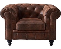 Chesterfield Bank 1-Zits - Vintage Bruin - Suede Leer - Bank - Sofa - Fauteuil