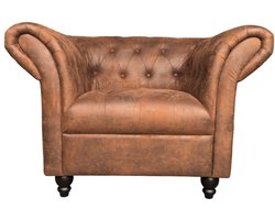 Chesterfield Bank 1-Zits - Vintage Bruin - Suede Leer - Chesterfield Style - Bank