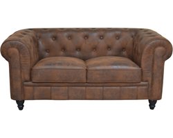 Chesterfield Bank - 2 Zits - Bruin - Vintage - Suede leer - Sofa