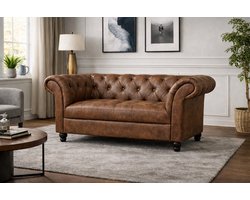 Chesterfield Bank 2-Zits - Curve Armleuningen - Vintage Bruin - Chesterfield - Sofa - Bankstel