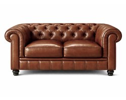 Chesterfield Bank - 2 Zits - Kaneel Bruin - Leer - Sofa