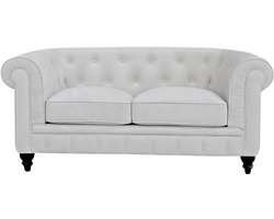 Chesterfield Bank - 2 Zits - Velvet wit - Fluweel - Sofa
