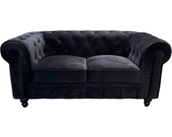 Chesterfield Bank - 2 Zits - Velvet zwart - fluweel - Sofa