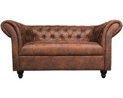 Chesterfield Bank 2-Zits - Vintage Bruin - Chesterfield Style - Sofa - Bankstel
