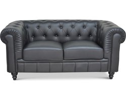 Chesterfield Bank - 2 Zits - Zwart - Leer - Sofa