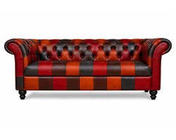 Chesterfield Bank 3-Zits - Curve Armleuningen - Patchwork - Multicolor - Chesterfield - Sofa - Bankstel