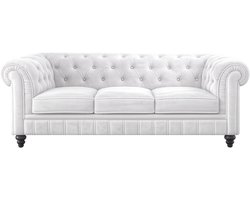 Chesterfield Bank - 3 Zits - Velvet wit - Fluweel - Sofa