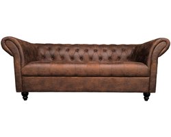Chesterfield Bank 3-Zits - Vintage Bruin - Chesterfield Style - Sofa - Bankstel