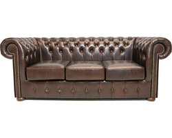 Chesterfield Bank Class Leer | 3-zits | Cloudy Donker Bruin | 2 tot 4 weken levertijd