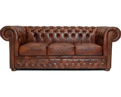 Chesterfield Bank First Class Leer | 3-zits | Cloudy Oud Bruin| 2 tot 4 weken levertijd