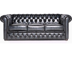 Chesterfield Bank Original Leer | 3-zits | Antiek Blauw | 12 jaar garantie