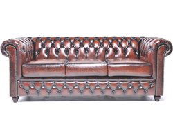 Chesterfield Bank Original Leer | 3-zits | Antiek Bruin | 12 jaar garantie