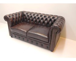 Chesterfield bank "SPRINGFIELD" 2 zits bruin antiek handwish leer