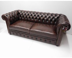 Chesterfield bank SPRINGFIELD - 3 zits met 2 kussens - Leder Brown