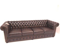 Chesterfield bank SPRINGFIELD - 4 zits met 4 kussens - Leder Brown