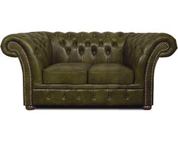 Chesterfield Bank Winfield Basic Leer | 2-zits | Mos Groen | 2 tot 4 weken levertijd