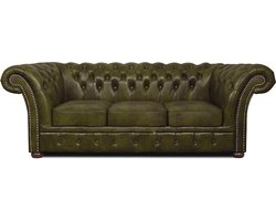 Chesterfield Bank Winfield Basic Leer | 3-zits | Mos Groen | 2 tot 4 weken levertijd