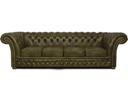 Chesterfield Bank Winfield Basic Leer | 4-zits | Mos Groen | 2 tot 4 weken levertijd