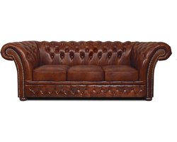 Chesterfield Bank Winfield Basic Luxe Leer | 3-zits | Cloudy Karamel | 2 tot 4 weken levertijd