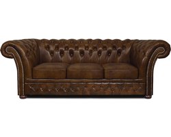 Chesterfield Bank Winfield Basic Luxe Leer | 3-zits | Cloudy Licht Bruin | 2 tot 4 weken levertijd