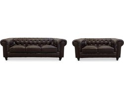 Chesterfield Banken Set - 2 & 3 Zits - Mokka Bruin - Design