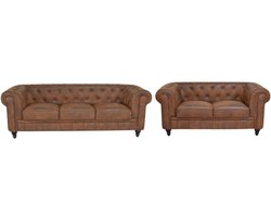 Chesterfield Banken Set - 2 & 3 Zits - Vintage Bruin - Suede leder