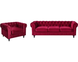 CHESTERFIELD - Bankenset - Donkerrood - Fluweel