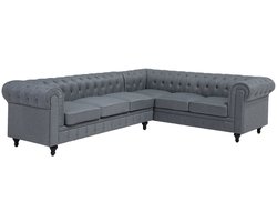CHESTERFIELD - Chesterfield hoekbank - Grijs - Linkerzijde - Polyester