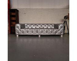Chesterfield Classic Hauxley 3-Zits Bank – Zilver, Leer
