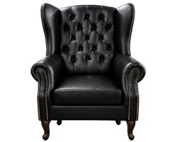 Chesterfield Fauteuil - Zwart - Leer - Stoel Chesterfield - Arm Chair - Chesterfield Wing Chair - Lounge Chair - Clubfauteuil - Relaxfauteuil - Loungestoel - Zetel