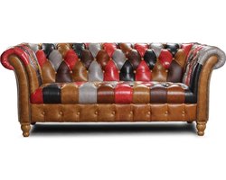 Chesterfield Harris Tweed Periwinkle Patchwork 2 zits bank