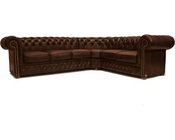 Chesterfield Hoekbank First Class Leer | 3 hoek 2 |Mos Groen | 2 tot 4 weken levertijd