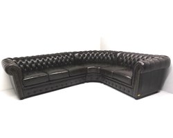 Chesterfield hoekbank "SPRINGFIELD" - 3 hoek 2 zits - Handwish leder Brown