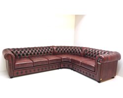 Chesterfield hoekbank "SPRINGFIELD" - 3 hoek 2 zits - Leder Burgundy (Bordo Rood)