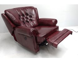 Chesterfield Relaxfauteuil "STING" - Elektrisch verstelbaar - Leder Burgundy (Bordo rood)