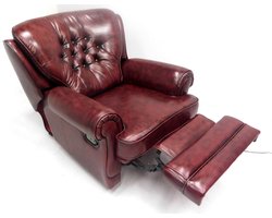 Chesterfield - Relaxfauteuil "STING" - Elektrisch verstelbaar met opstahulp - leder Burgundy (Bordo Rood)