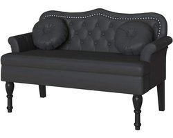 Chesterfield Sofa - Zitbank Stijl - Woonkamer Inrichten - Krasbestendig Leer - 120 cm Breed - Zwart