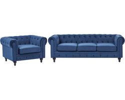 CHESTERFIELD - Woonkamerset - Marineblauw - Fluweel