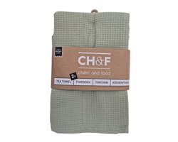 CH&F CHEF - theedoek - 50x70cm - WAFFLE CELADON