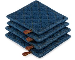 CH&F Pannenlap 4 stuks | Jeans Denim | Pannenlap Blauw | 20x20cm